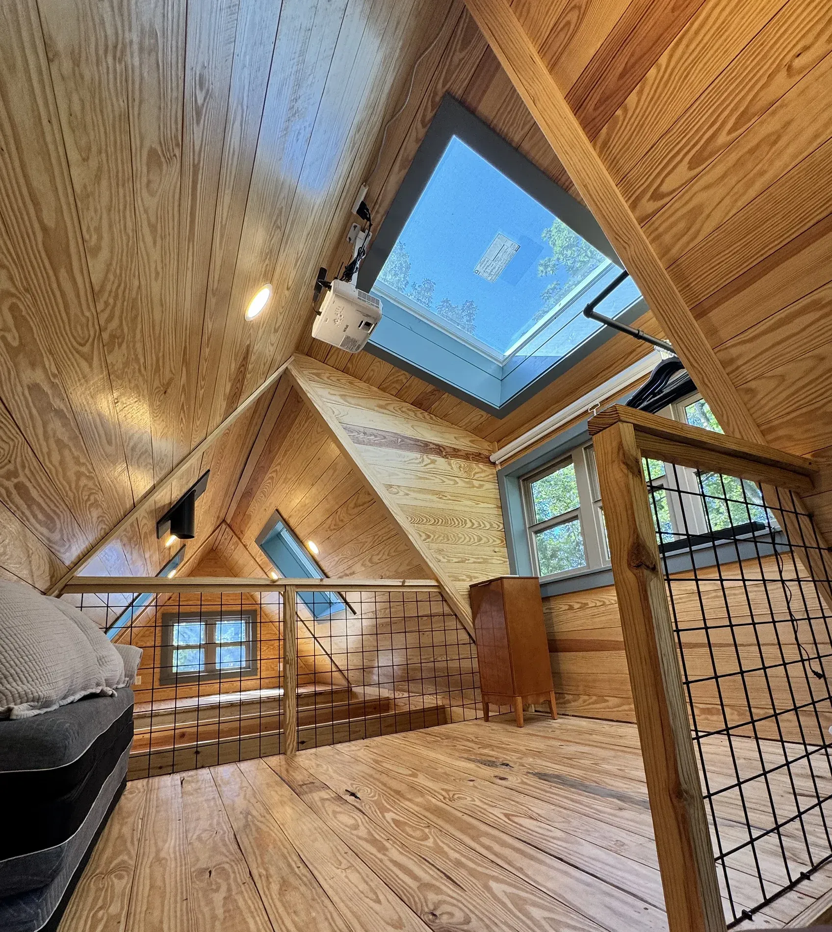 Sleeping loft above the living room